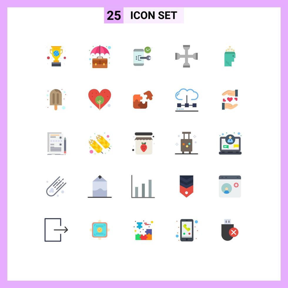 Group of 25 Flat Colors Signs and Symbols for performance security insurance phone mobile Editable Vector Design Elements