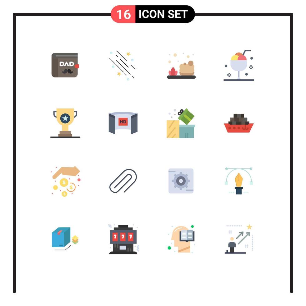 paquete de iconos de vector de stock de 16 signos y símbolos de línea para premio estrellas de hielo crema de vidrio paquete editable de elementos creativos de diseño de vectores