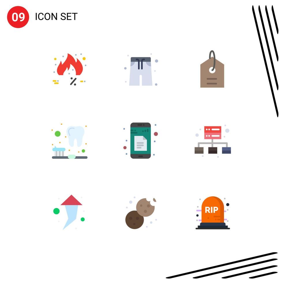 Set of 9 Modern UI Icons Symbols Signs for app docs price data cleaning Editable Vector Design Elements