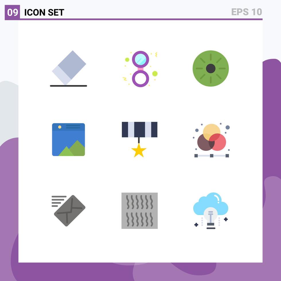 9 Creative Icons Modern Signs and Symbols of creative badge meal award web Editable Vector Design Elements