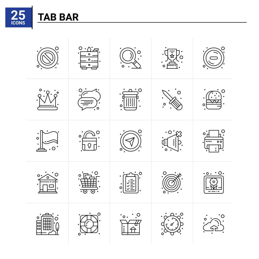 25 Tab Bar icon set vector background