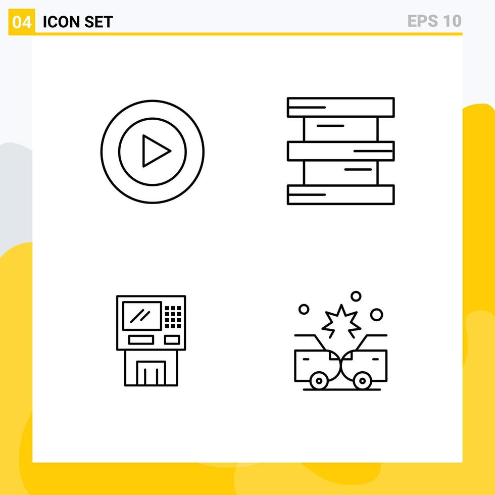 4 Universal Line Signs Symbols of studio cash biochemistry hazardous dispenser Editable Vector Design Elements