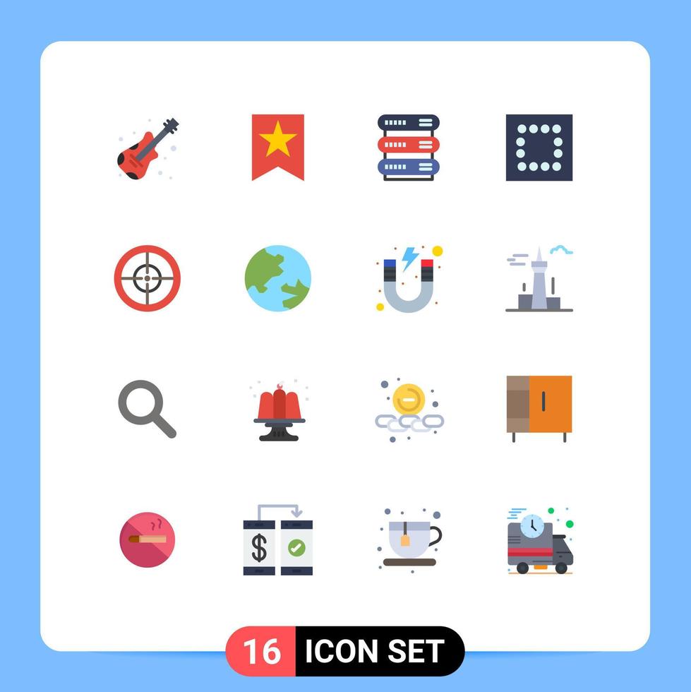 Universal Icon Symbols Group of 16 Modern Flat Colors of geography earth network military army Editable Pack of Creative Vector Design Elements