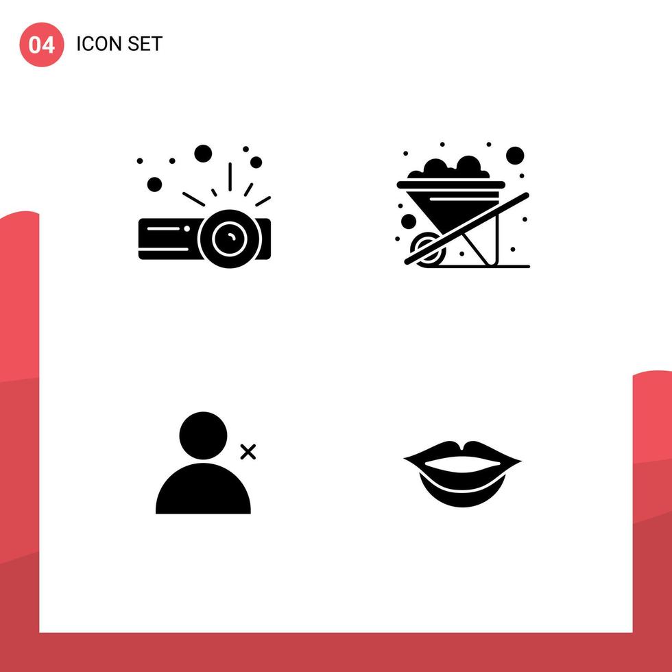 Pictogram Set of 4 Simple Solid Glyphs of device lips construction discover people Layer 1 Editable Vector Design Elements
