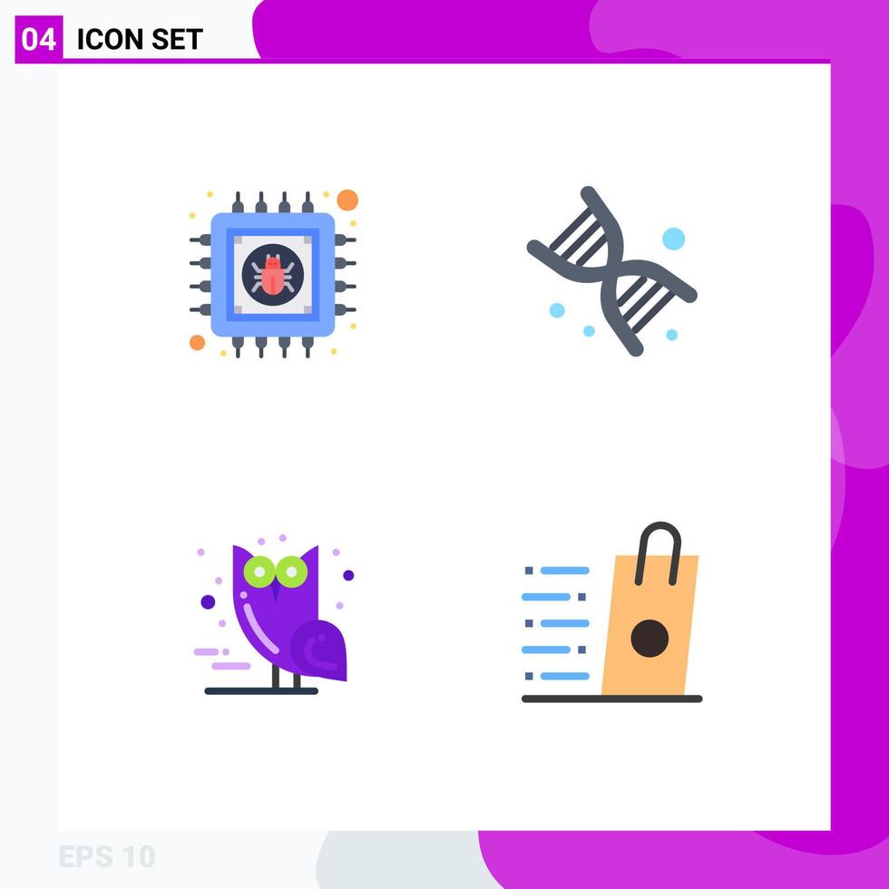 Mobile Interface Flat Icon Set of 4 Pictograms of antivirus halloween information genetics scary Editable Vector Design Elements