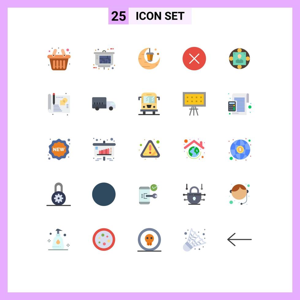Universal Icon Symbols Group of 25 Modern Flat Colors of modern business celebration manager delete Editable Vector Design Elements
