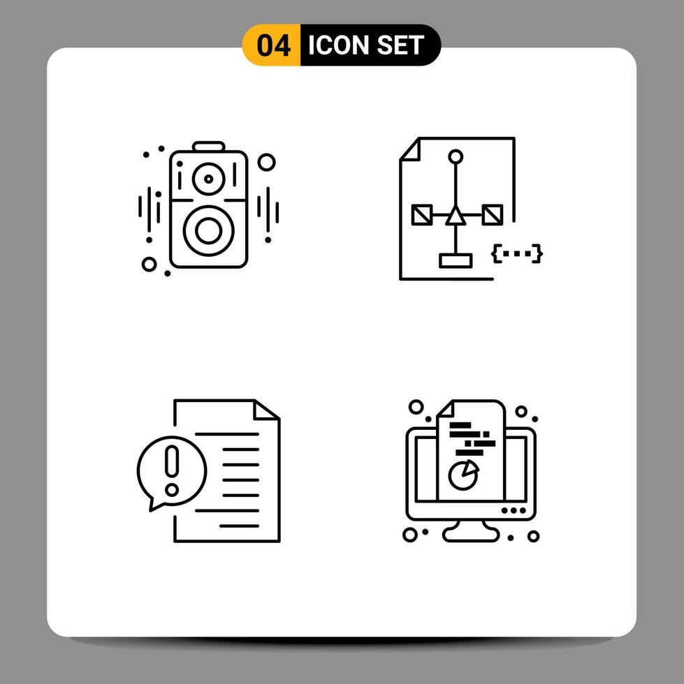 Universal Icon Symbols Group of 4 Modern Filledline Flat Colors of audio contact coding document faq Editable Vector Design Elements