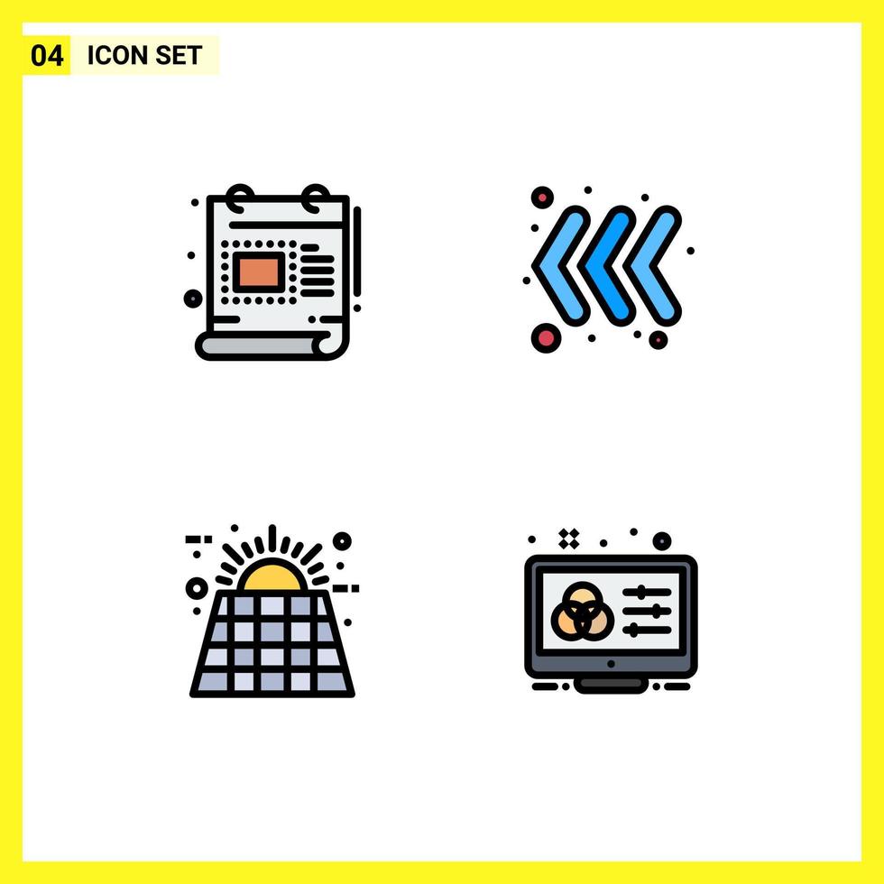 Stock Vector Icon Pack of 4 Line Signs and Symbols for creative solar scale left energy Editable Vector Design Elements