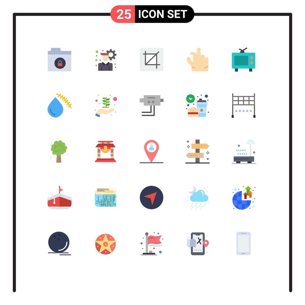 Stock Vector Icon Pack of 25 Line Signs and Symbols for bleeding television interface tv pinch Editable Vector Design Elements