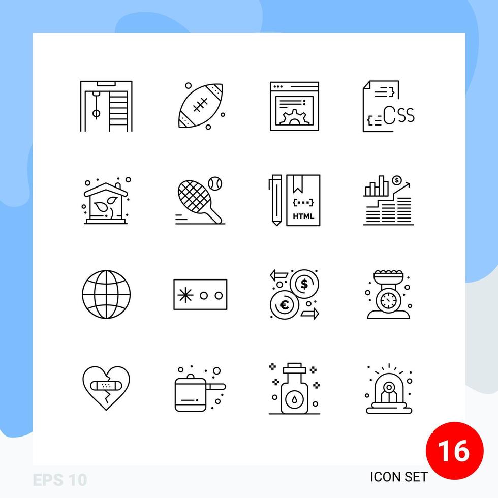 16 Universal Outlines Set for Web and Mobile Applications investment eco setting file develop Editable Vector Design Elements