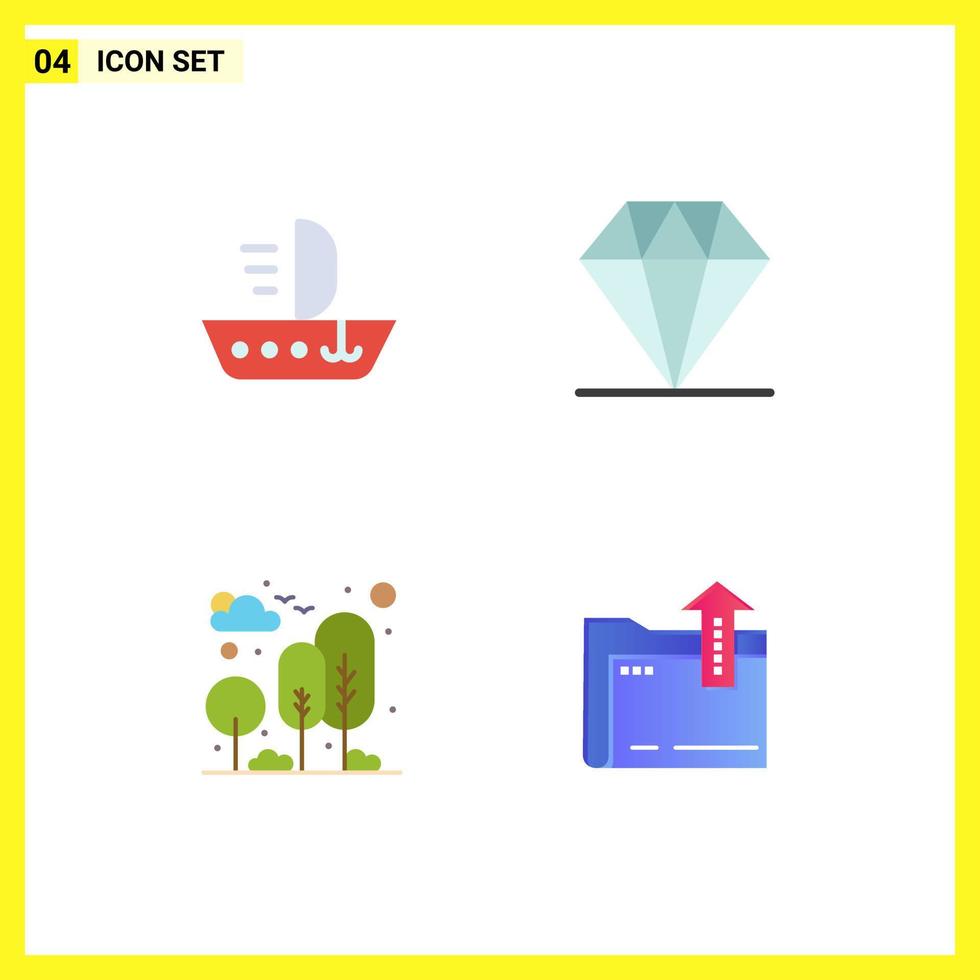 Pictogram Set of 4 Simple Flat Icons of sail nature vessel hands tree Editable Vector Design Elements