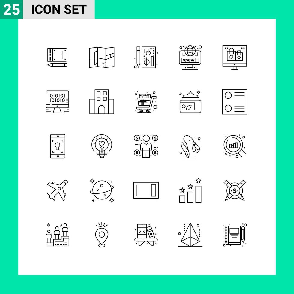 Set of 25 Modern UI Icons Symbols Signs for christmas web chart site browser Editable Vector Design Elements