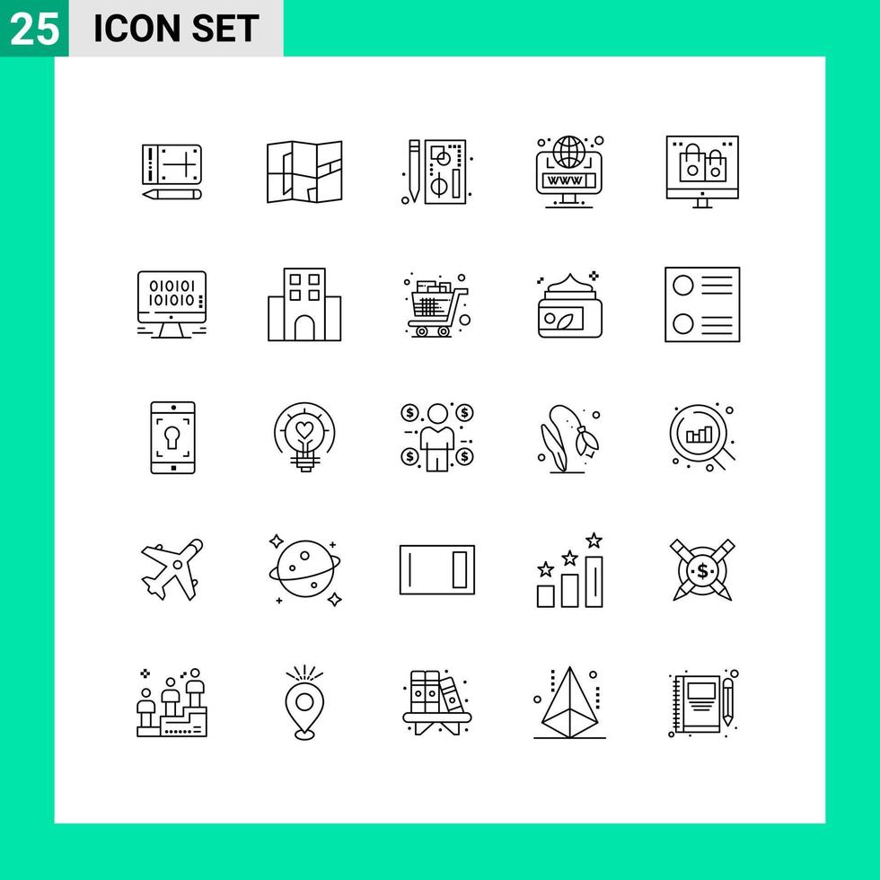 conjunto de 25 iconos modernos de la interfaz de usuario signos de símbolos para elementos de diseño de vectores editables del navegador del sitio de gráficos web de navidad