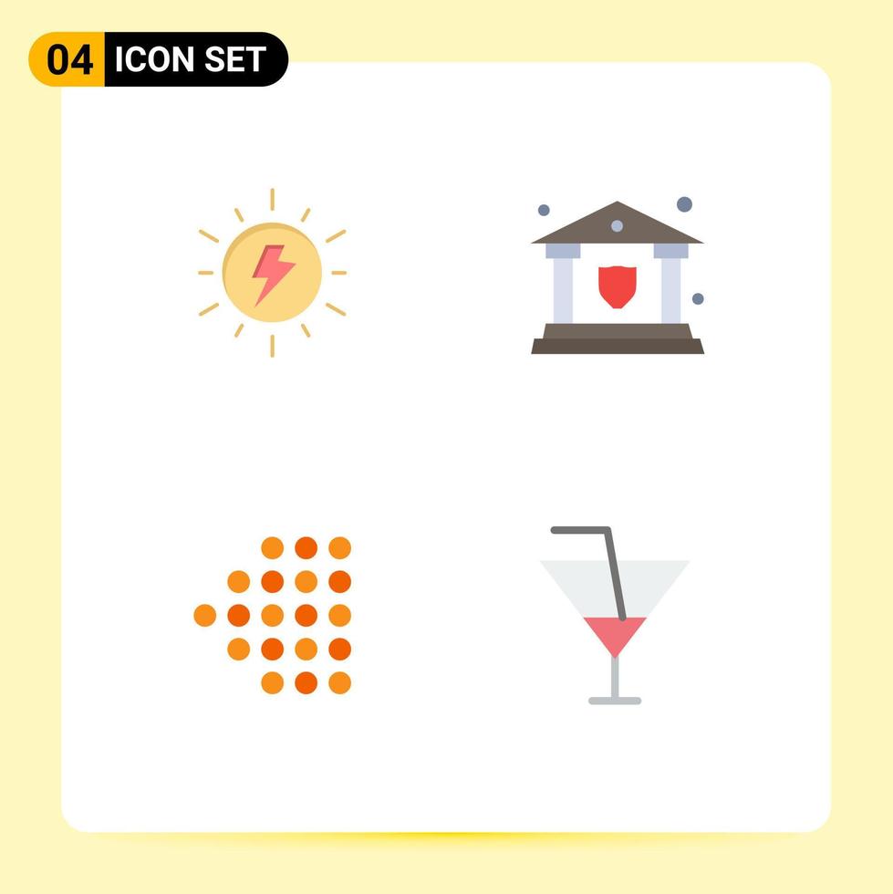 Group of 4 Modern Flat Icons Set for energy left charg security drink Editable Vector Design Elements