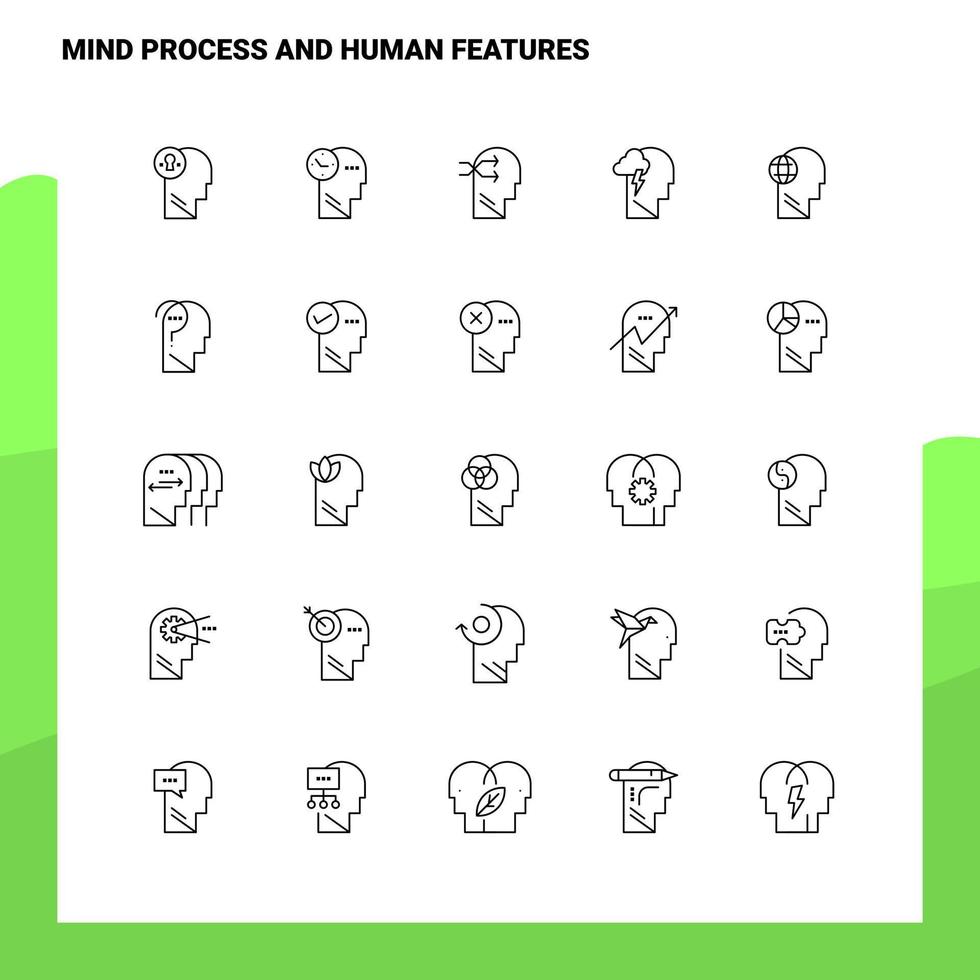 Set of Mind Process And Human Features Line Icon set 25 Icons Vector Minimalism Style Design Black Icons Set Linear pictogram pack