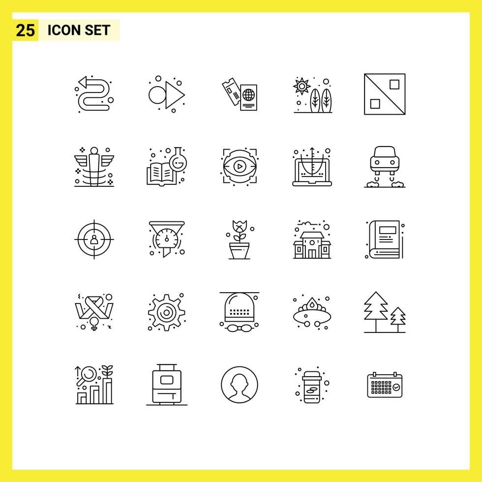 Modern Set of 25 Lines Pictograph of design wave business surf beach Editable Vector Design Elements