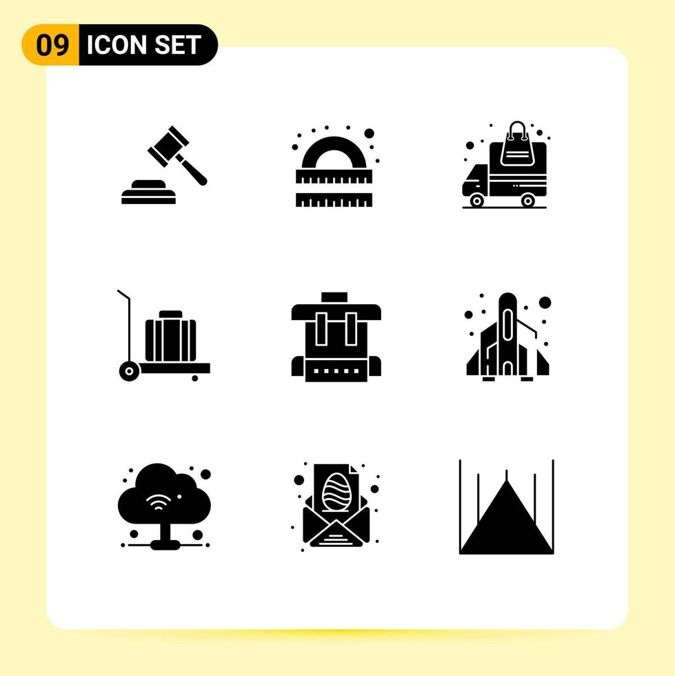 paquete de iconos vectoriales de stock de 9 signos y símbolos de línea para educación de cohetes bolsa de entrega equipaje elementos de diseño vectorial editables vector