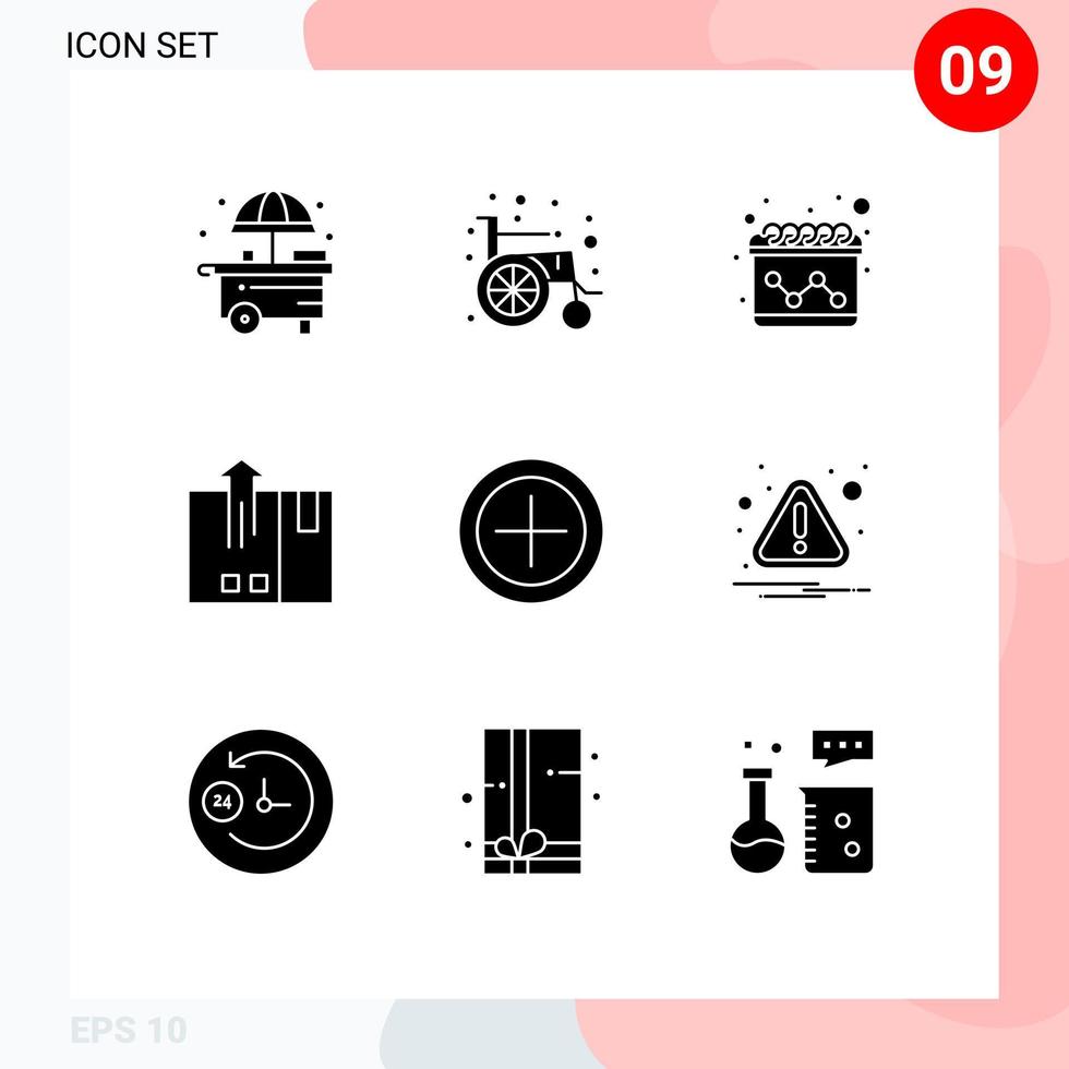 Solid Glyph Pack of 9 Universal Symbols of alert money marketing finance export Editable Vector Design Elements