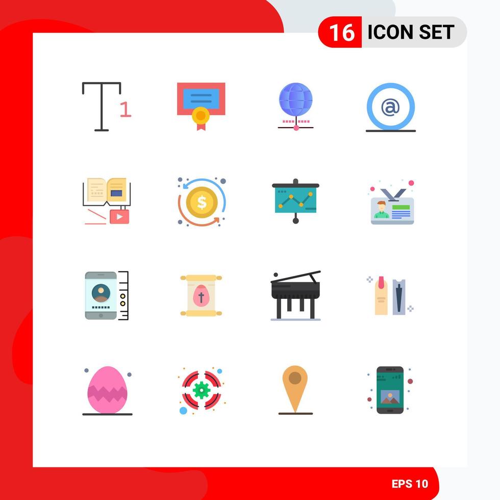 Set of 16 Modern UI Icons Symbols Signs for education knowledge browser growth id Editable Pack of Creative Vector Design Elements