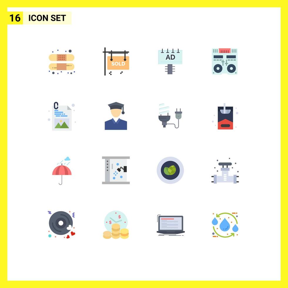 Set of 16 Modern UI Icons Symbols Signs for development mixer ad deck cd Editable Pack of Creative Vector Design Elements
