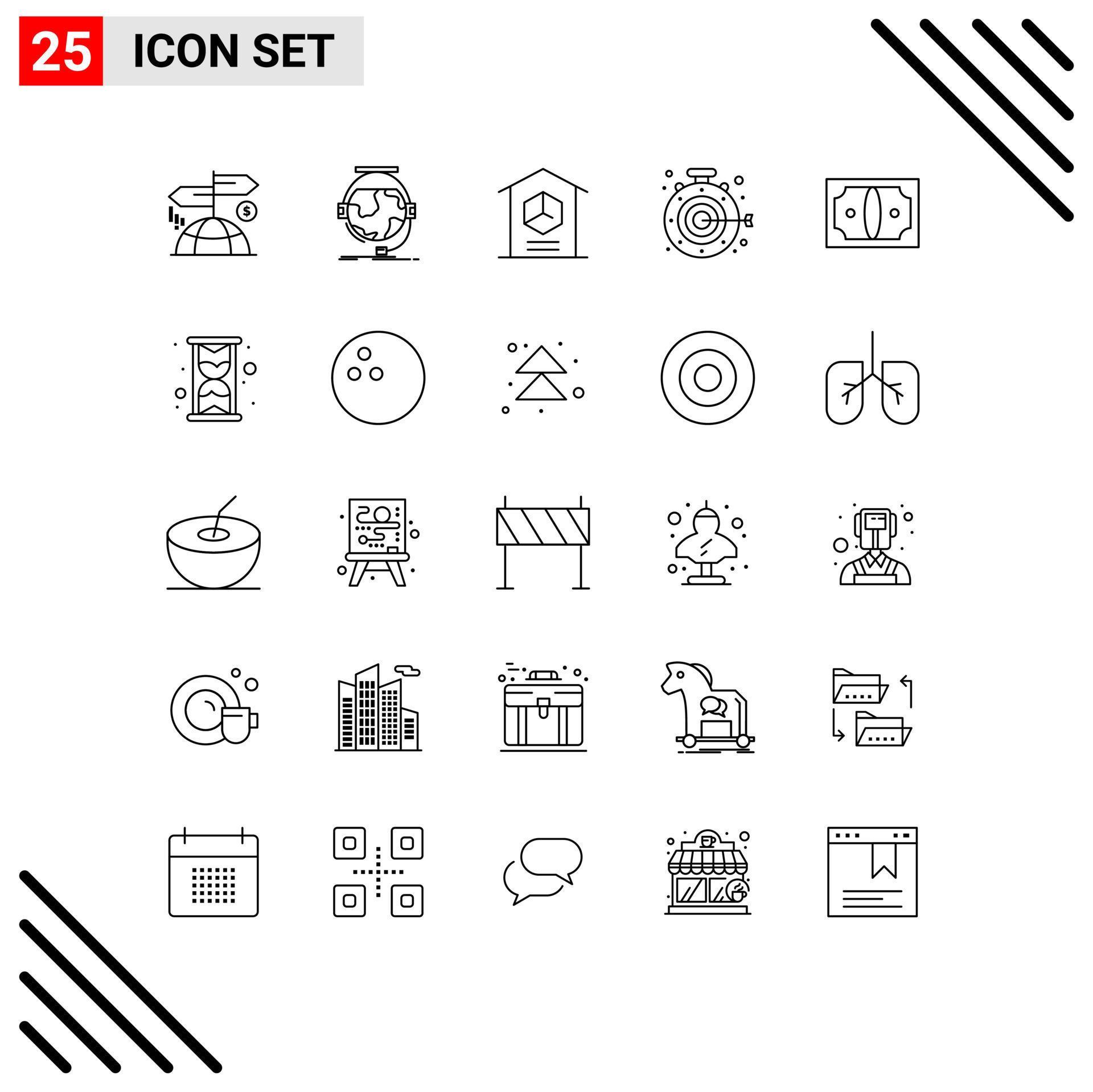 Set of 25 Vector Lines on Grid for goal target support stopwatch