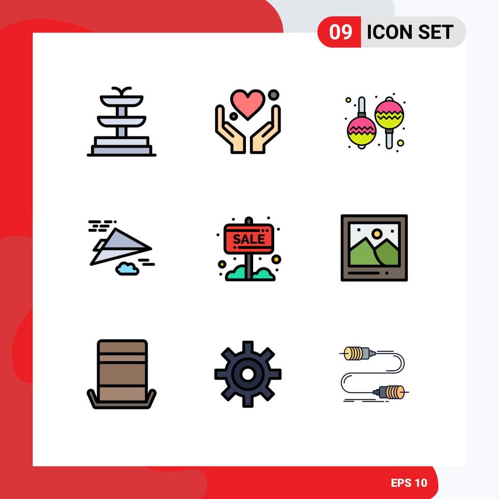 9 iconos creativos signos y símbolos modernos de diseño de tablero de información de música de venta de tienda elementos de diseño vectorial editables vector