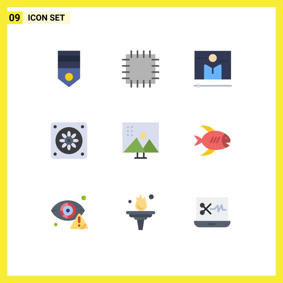 Set of 9 Modern UI Icons Symbols Signs for photo retouching modify photographs media image editing fan Editable Vector Design Elements