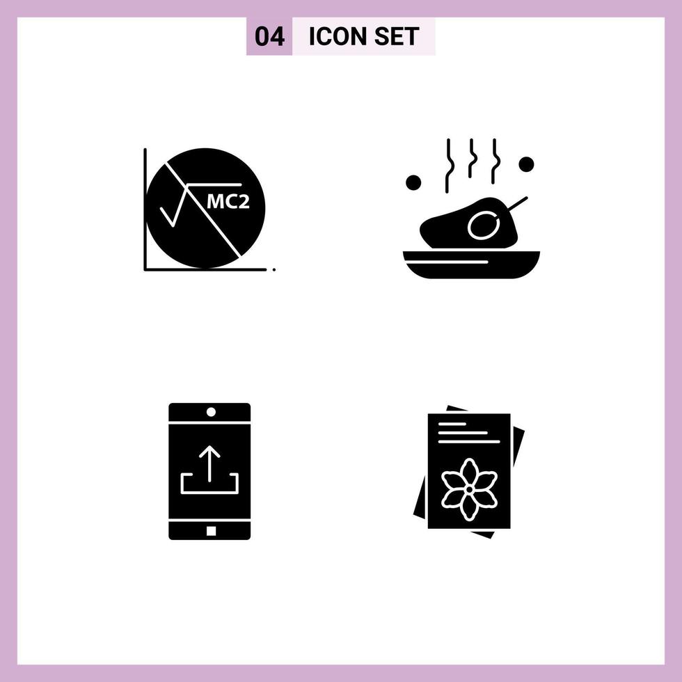 Universal Icon Symbols Group of 4 Modern Solid Glyphs of math application education food mobile application Editable Vector Design Elements