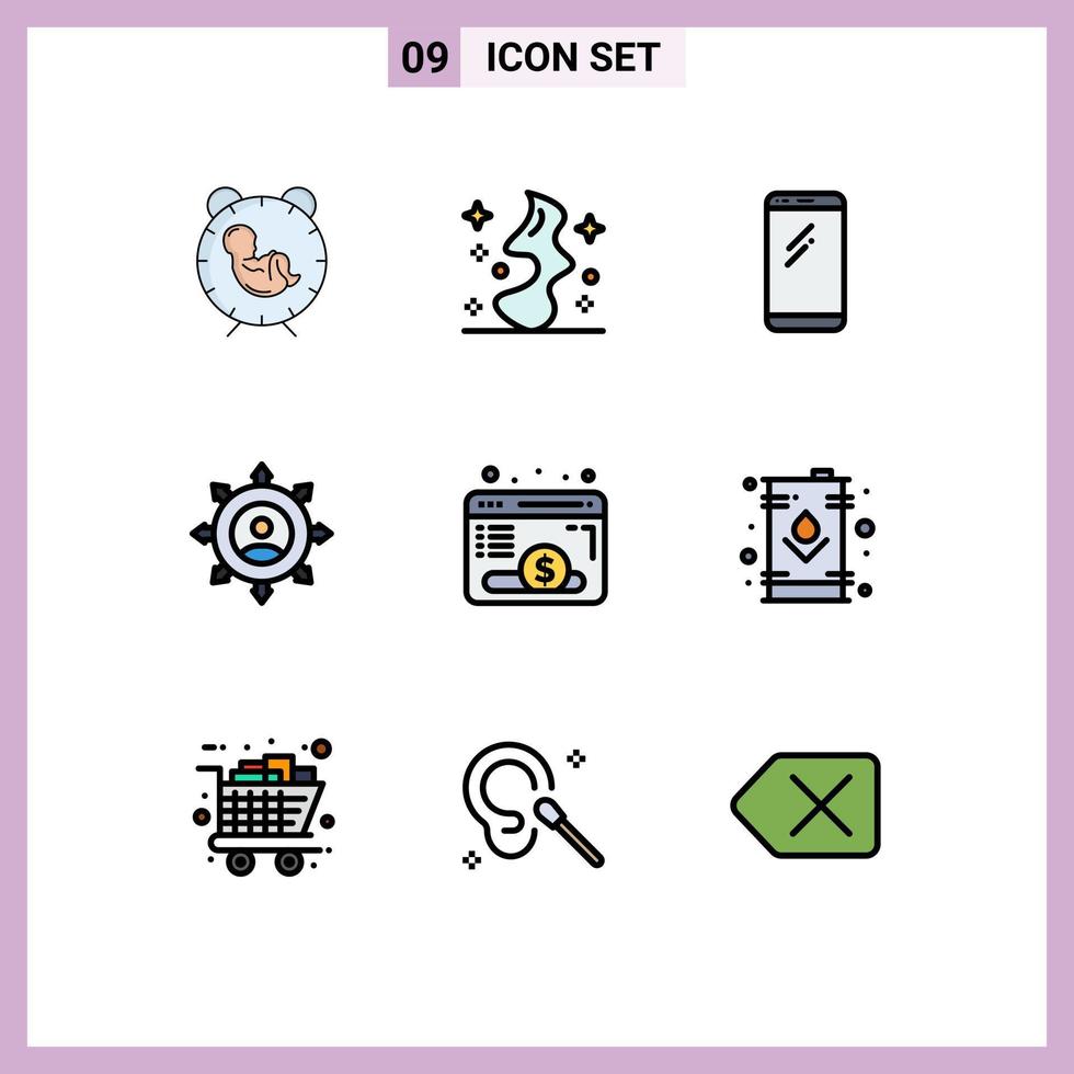 Universal Icon Symbols Group of 9 Modern Filledline Flat Colors of manager connection witch business android Editable Vector Design Elements