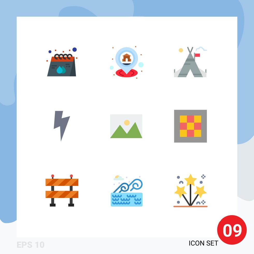 9 concepto de color plano para sitios web dispositivos móviles y aplicaciones power map twitter camp elementos de diseño vectorial editables vector