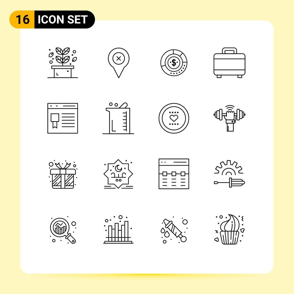 User Interface Pack of 16 Basic Outlines of project statistics diagram report finance Editable Vector Design Elements