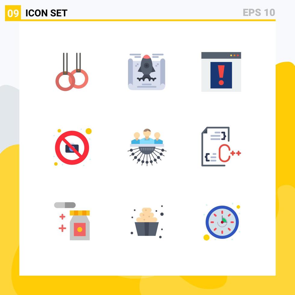 Modern Set of 9 Flat Colors Pictograph of management group web allocation no Editable Vector Design Elements