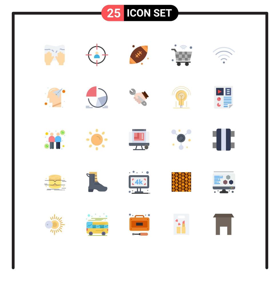 Group of 25 Flat Colors Signs and Symbols for connection iot ball internet of things cart Editable Vector Design Elements