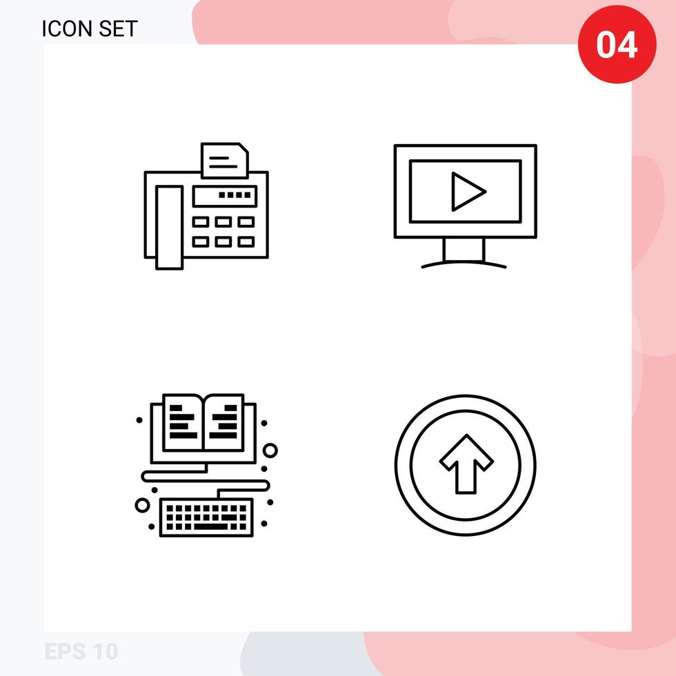 4 Creative Icons Modern Signs and Symbols of fax education fax machine video arrow Editable Vector Design Elements