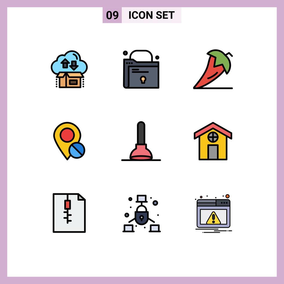 Set of 9 Modern UI Icons Symbols Signs for medical marker chili map vegetables Editable Vector Design Elements