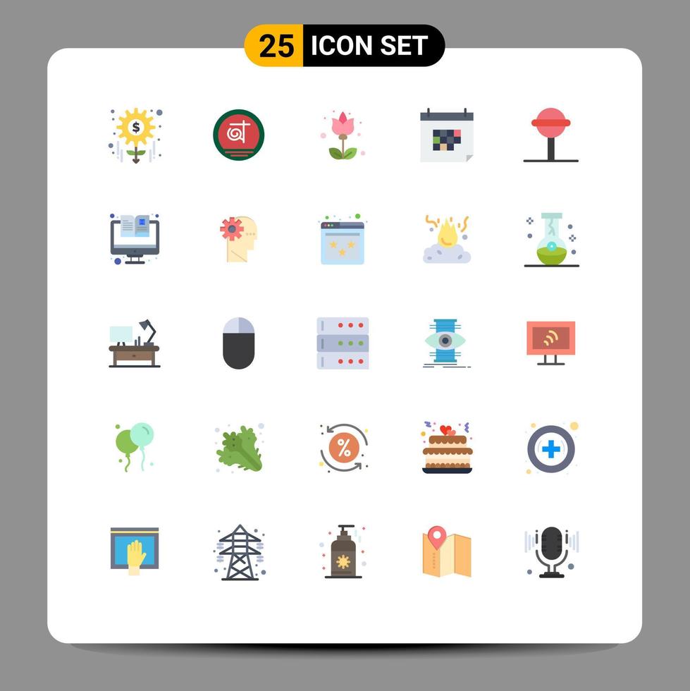 conjunto de 25 iconos modernos de la interfaz de usuario signos de símbolos para el día de los dulces flor fecha cita elementos de diseño vectorial editables vector