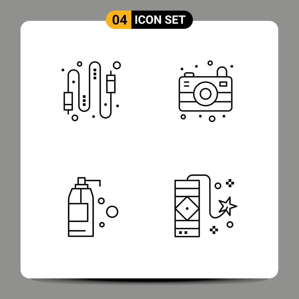 4 colores planos de línea de relleno de vector temático y símbolos editables de elementos de diseño de vector editable de carnaval de imagen de conexión de detergente de audio