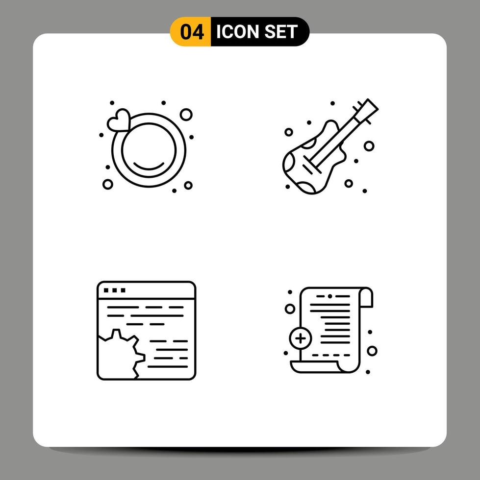 Line Pack of 4 Universal Symbols of engagement setting guitar api medical report Editable Vector Design Elements