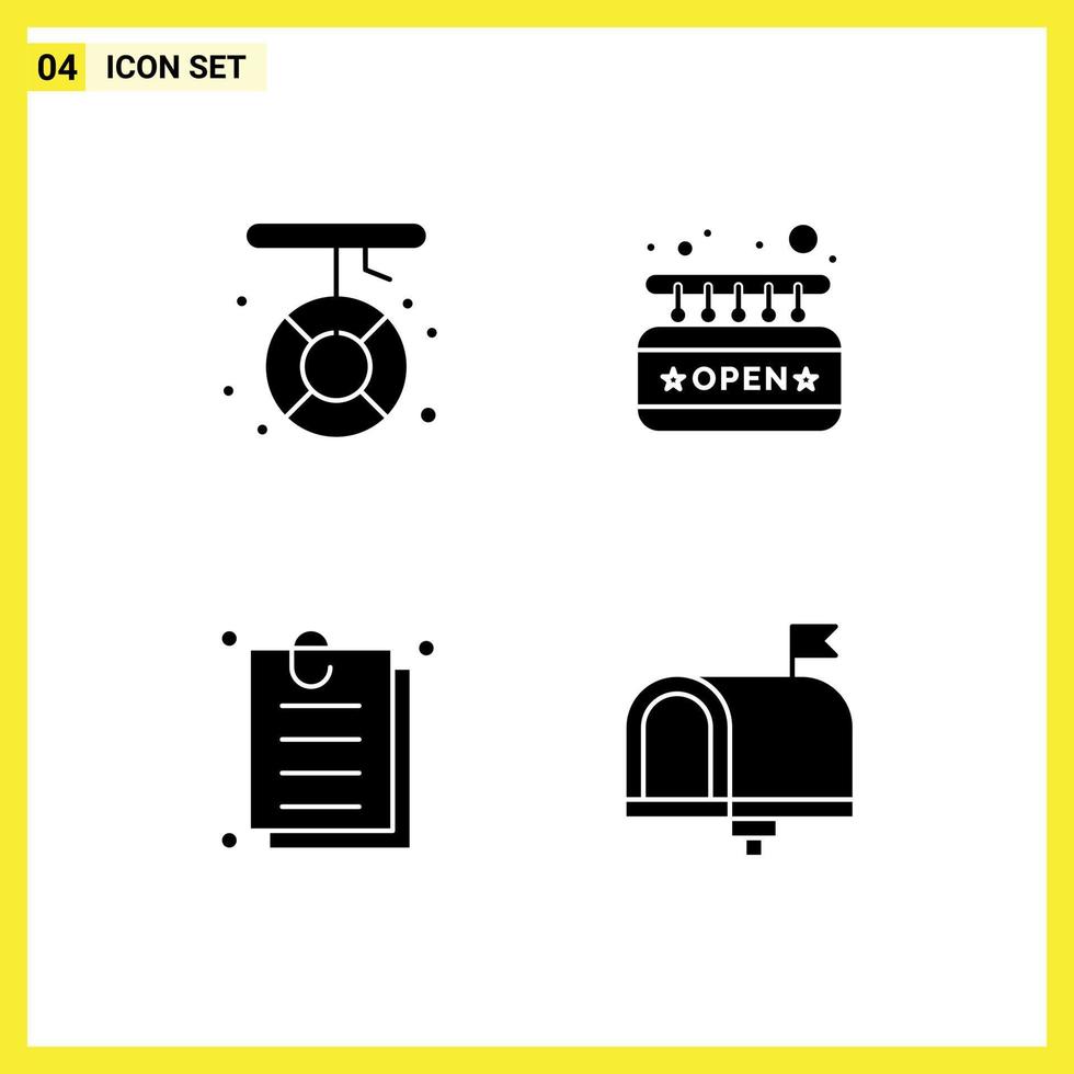 User Interface Pack of 4 Basic Solid Glyphs of boat attachment melting open online Editable Vector Design Elements