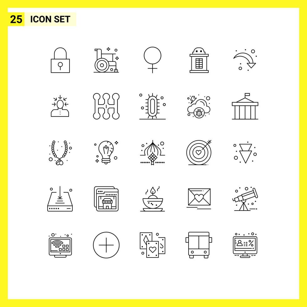 25 Universal Line Signs Symbols of right arrow refresh medicine train ticket Editable Vector Design Elements