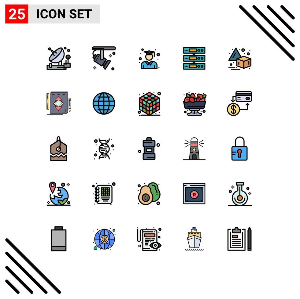 25 Creative Icons Modern Signs and Symbols of files storage spotlight data school Editable Vector Design Elements