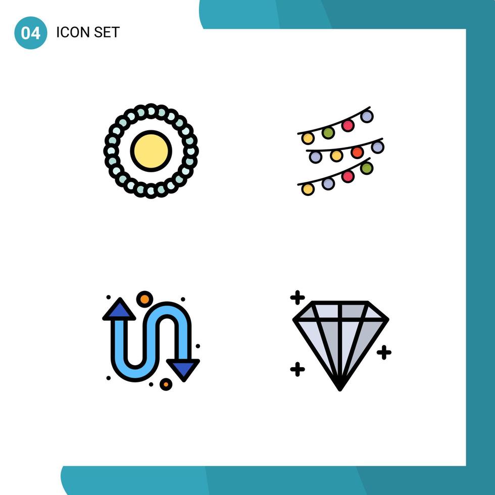 4 Universal Filledline Flat Colors Set for Web and Mobile Applications bracelet repeat decorations celebtare diamond Editable Vector Design Elements