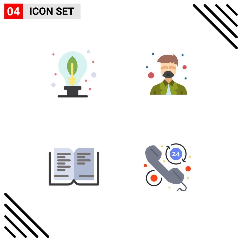 User Interface Pack of 4 Basic Flat Icons of earth education leaf professor customer Editable Vector Design Elements