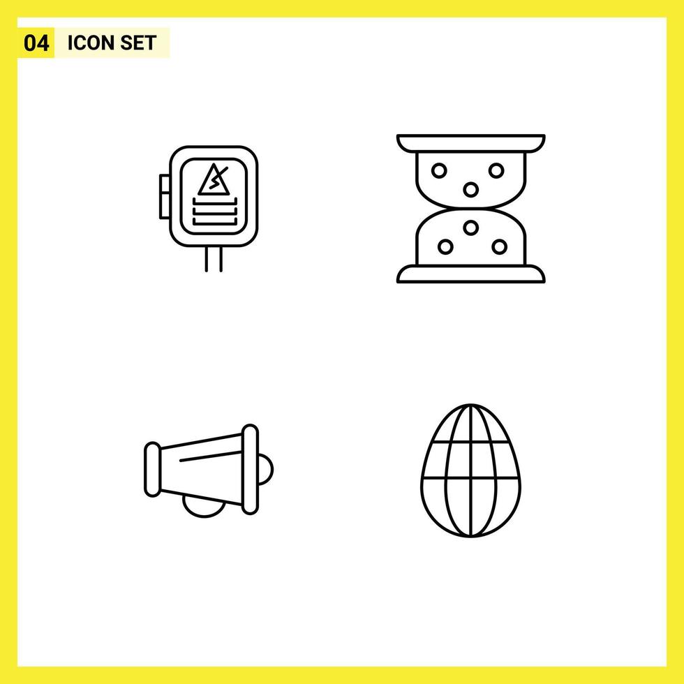 4 Creative Icons Modern Signs and Symbols of voltage marketing transformer waiting egg Editable Vector Design Elements