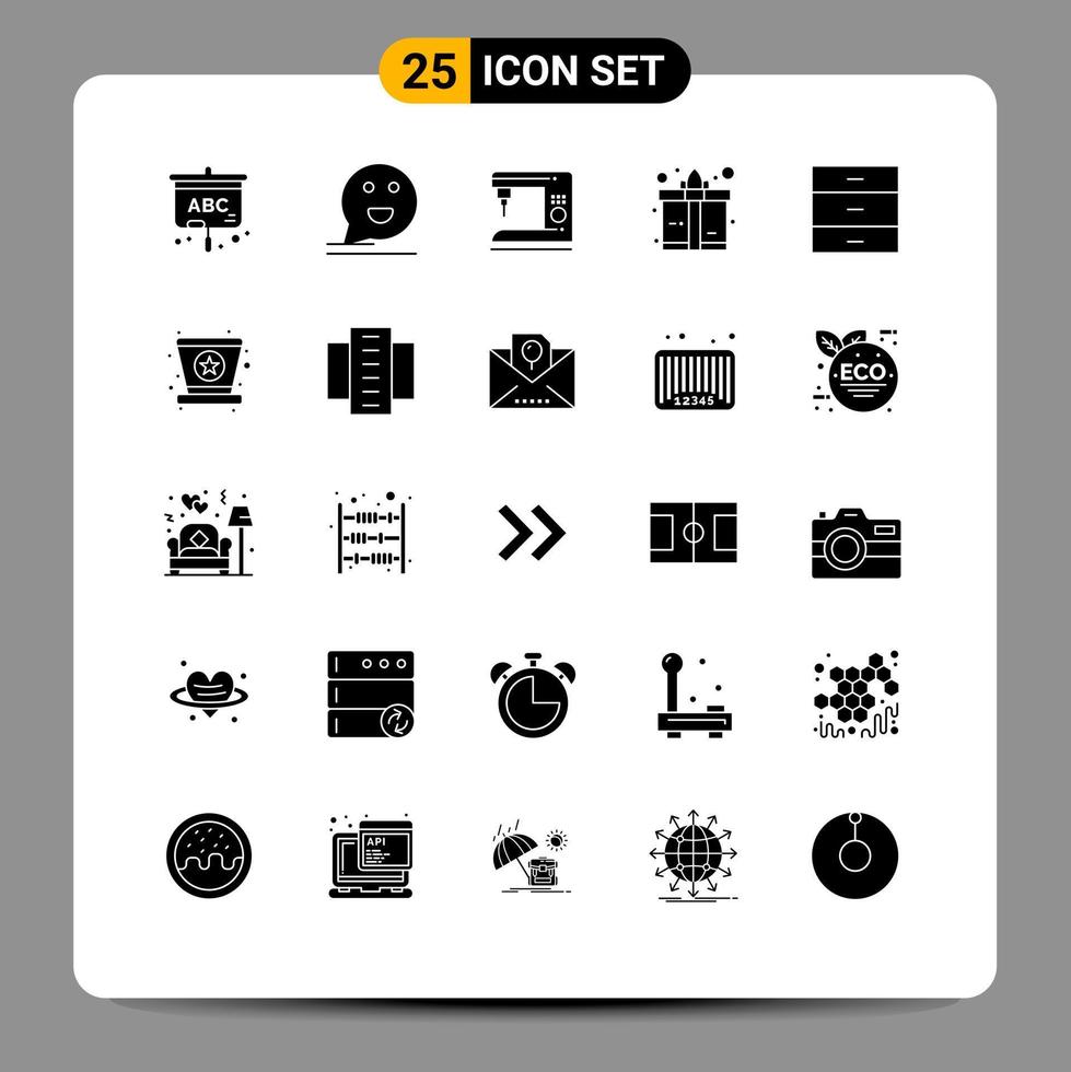 Set of 25 Modern UI Icons Symbols Signs for furniture cabinet coffee present box Editable Vector Design Elements