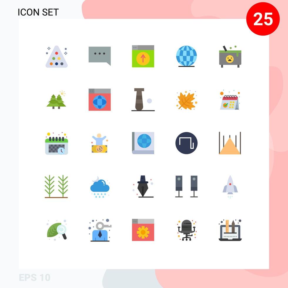 Set of 25 Modern UI Icons Symbols Signs for death world upload globe application Editable Vector Design Elements