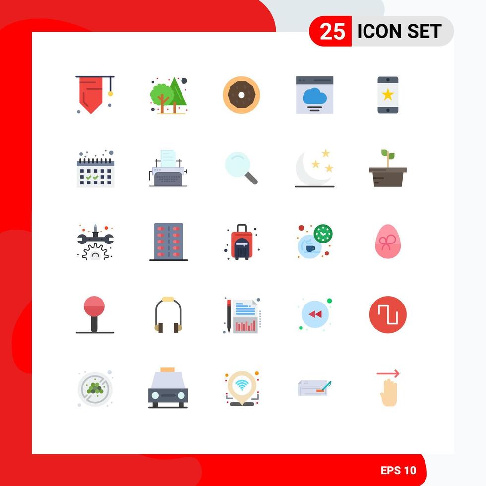 Pictogram Set of 25 Simple Flat Colors of award user dessert interface cloud Editable Vector Design Elements