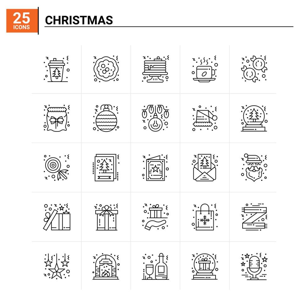 25 conjunto de iconos de navidad fondo vectorial vector