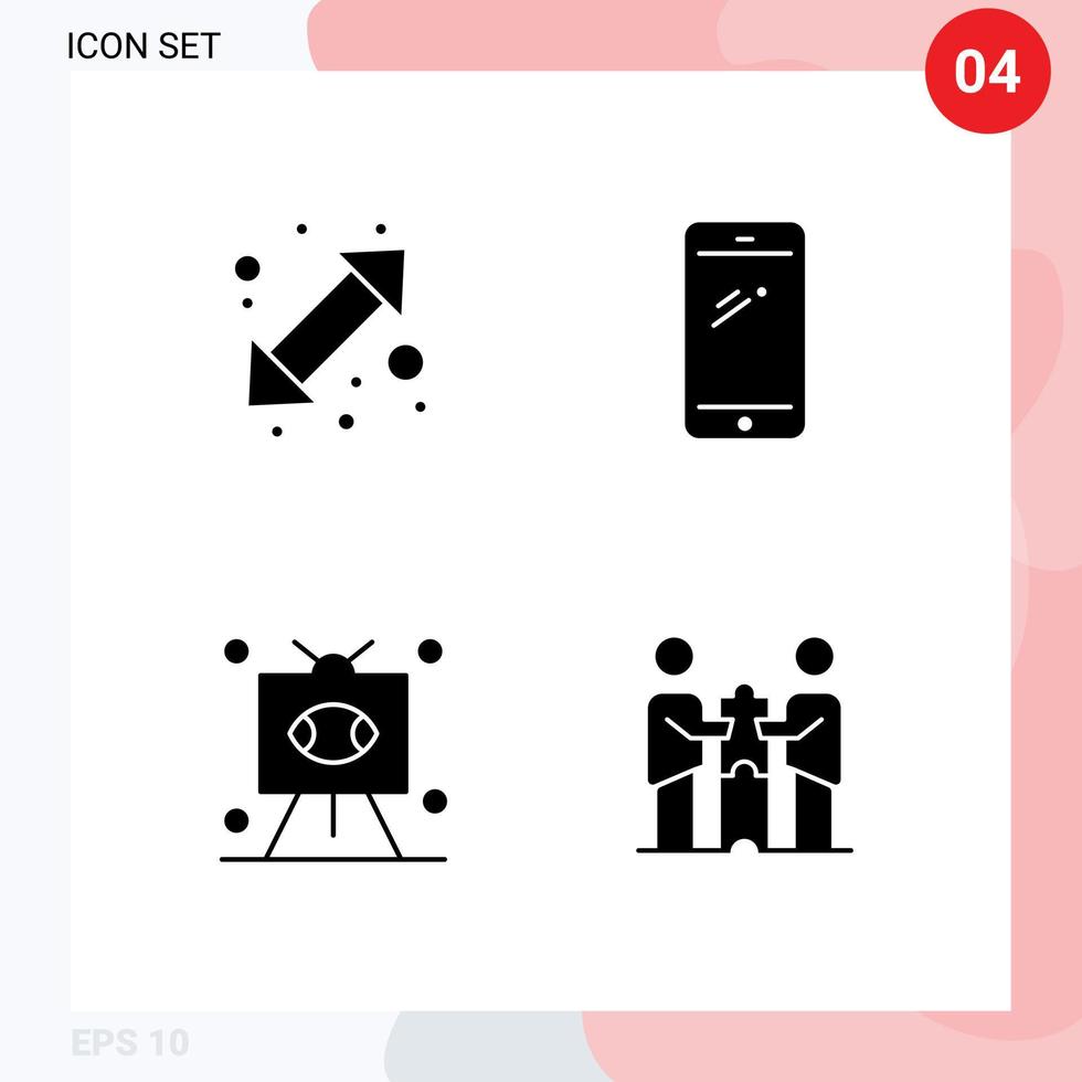 Pictogram Set of 4 Simple Solid Glyphs of arrow football up down mobile rugby Editable Vector Design Elements