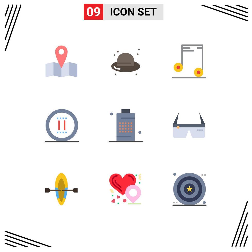Set of 9 Modern UI Icons Symbols Signs for phone cell audio battery online Editable Vector Design Elements